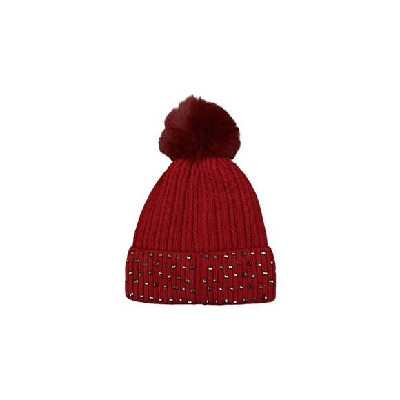 Rhinestone Pom Beanie Hat NWOT - Picture 2 of 5